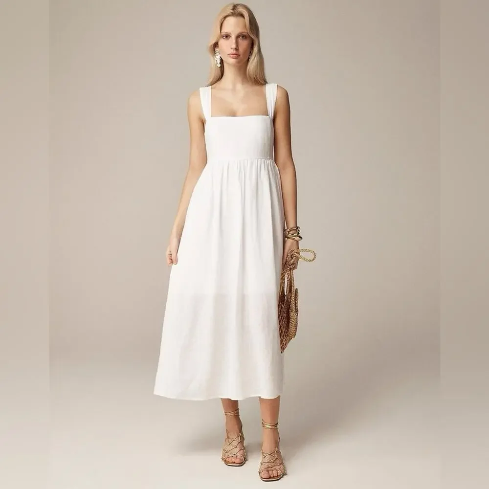 J. Crew White Linen Dress Linen NWT NEW 20 - Picture 1 of 10